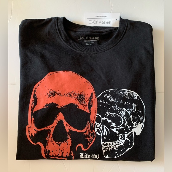 NWT Life Is A Joke by Eleven Paris 100% cotton logo sweatshirt black unisex M - Picture 3 of 8